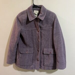 LL Bean Jacket Women Small Purple Wool Blend Barn Chore Y2K Field Coat Button Up